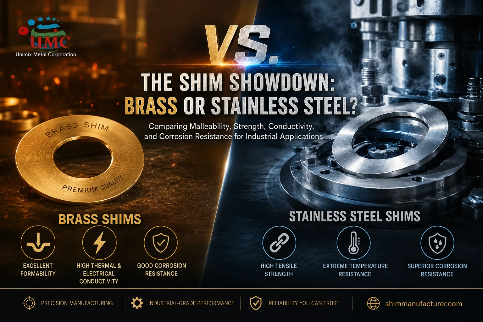 Brass vs. Stainless Steel Shim Comparison for Industrial Applications