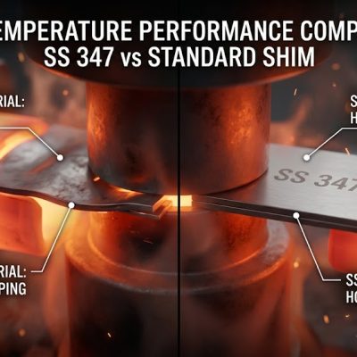 SS 347 shim holding its structural shape under extreme heat in an industrial machine joint.